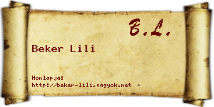 Beker Lili névjegykártya